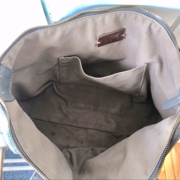 J CREW Factory Gray Leather Crossbody/Satchel Bag - Picture 13 of 16